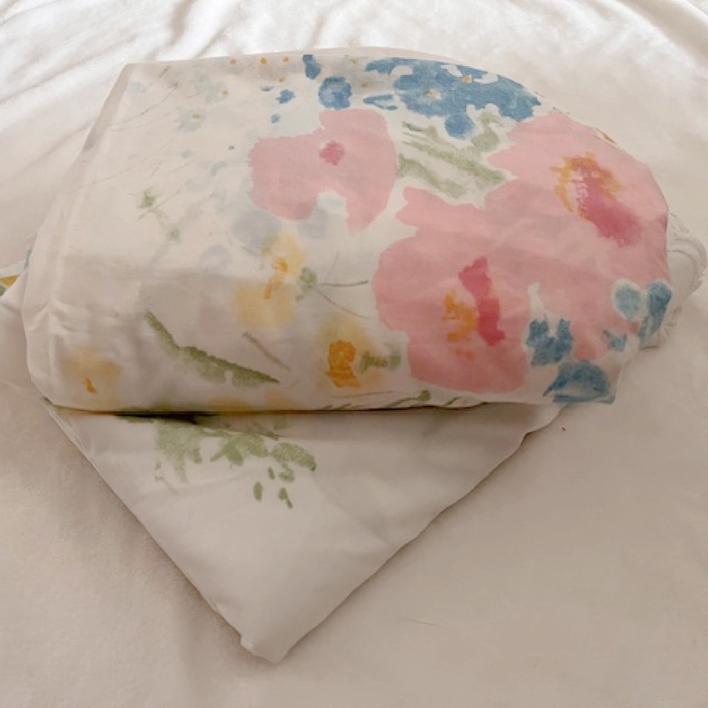 Vintage Full Size sheet Set‎ watercolor Floral Sears Perma Prest
